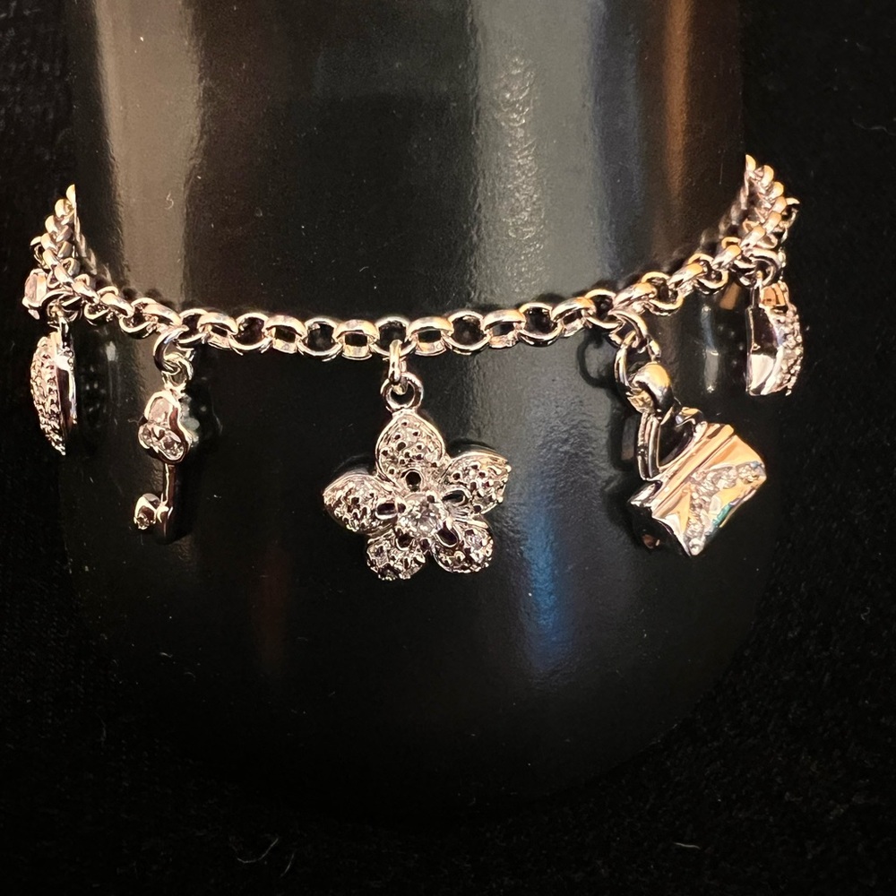 ICE by Jardin Jewelry Sterling Silver & CZ Charm Bracelet